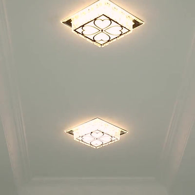 Plafonnier LED en cristal de verre carré contemporain de luxe pour salon 