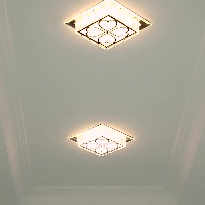 Plafonnier LED en cristal de verre carré contemporain de luxe pour salon 
