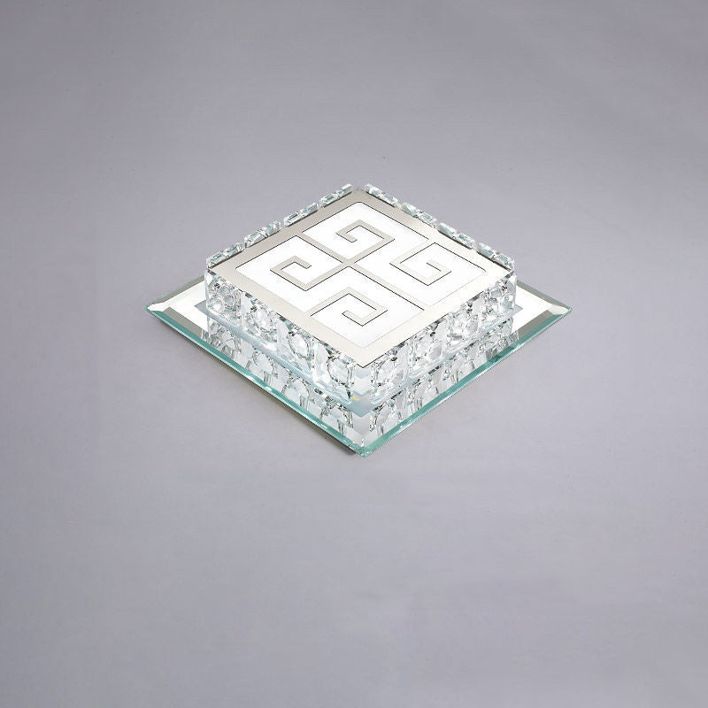 Plafonnier LED en cristal de verre carré contemporain de luxe pour salon 