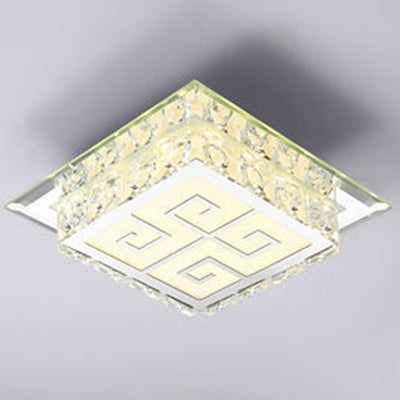 Plafonnier LED en cristal de verre carré contemporain de luxe pour salon 
