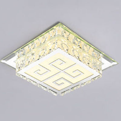 Plafonnier LED en cristal de verre carré contemporain de luxe pour salon 