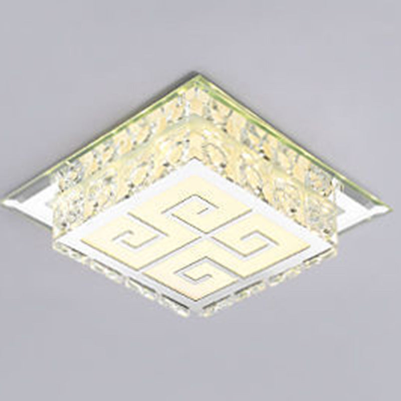 Plafonnier LED en cristal de verre carré contemporain de luxe pour salon 