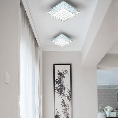 Plafonnier LED en cristal de verre carré contemporain de luxe pour salon 