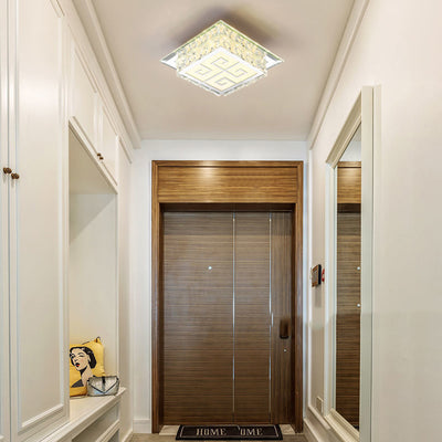 Plafonnier LED en cristal de verre carré contemporain de luxe pour salon 