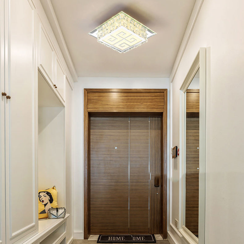 Plafonnier LED en cristal de verre carré contemporain de luxe pour salon 