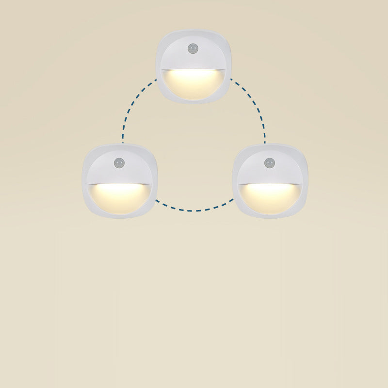 Modern Minimalist ABS Square Magnetic LED USB Human Sensor Night Light Wall Sconce Lamp For Bedroom