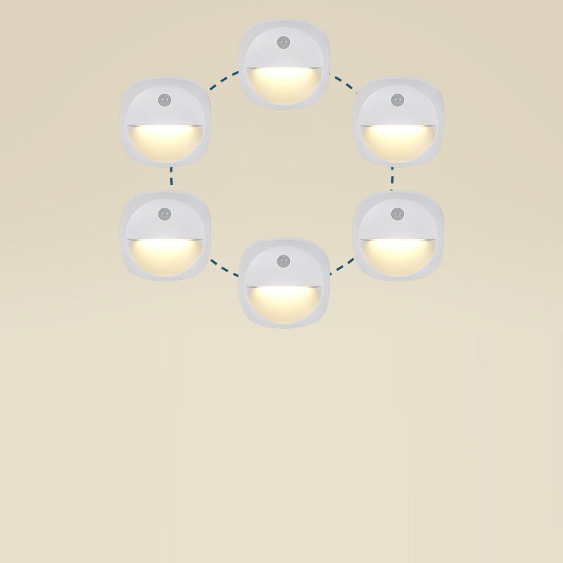 Lampe murale moderne minimaliste en ABS carré avec LED magnétique USB à capteur humain pour chambre à coucher 