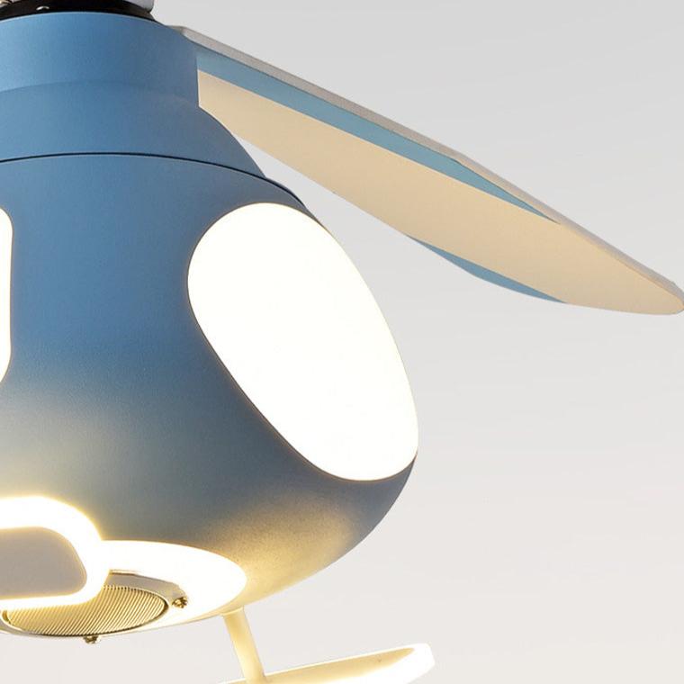 Ventilador de techo con luz LED de hierro acrílico contemporáneo creativo para niños con hélice de dibujos animados para dormitorio 