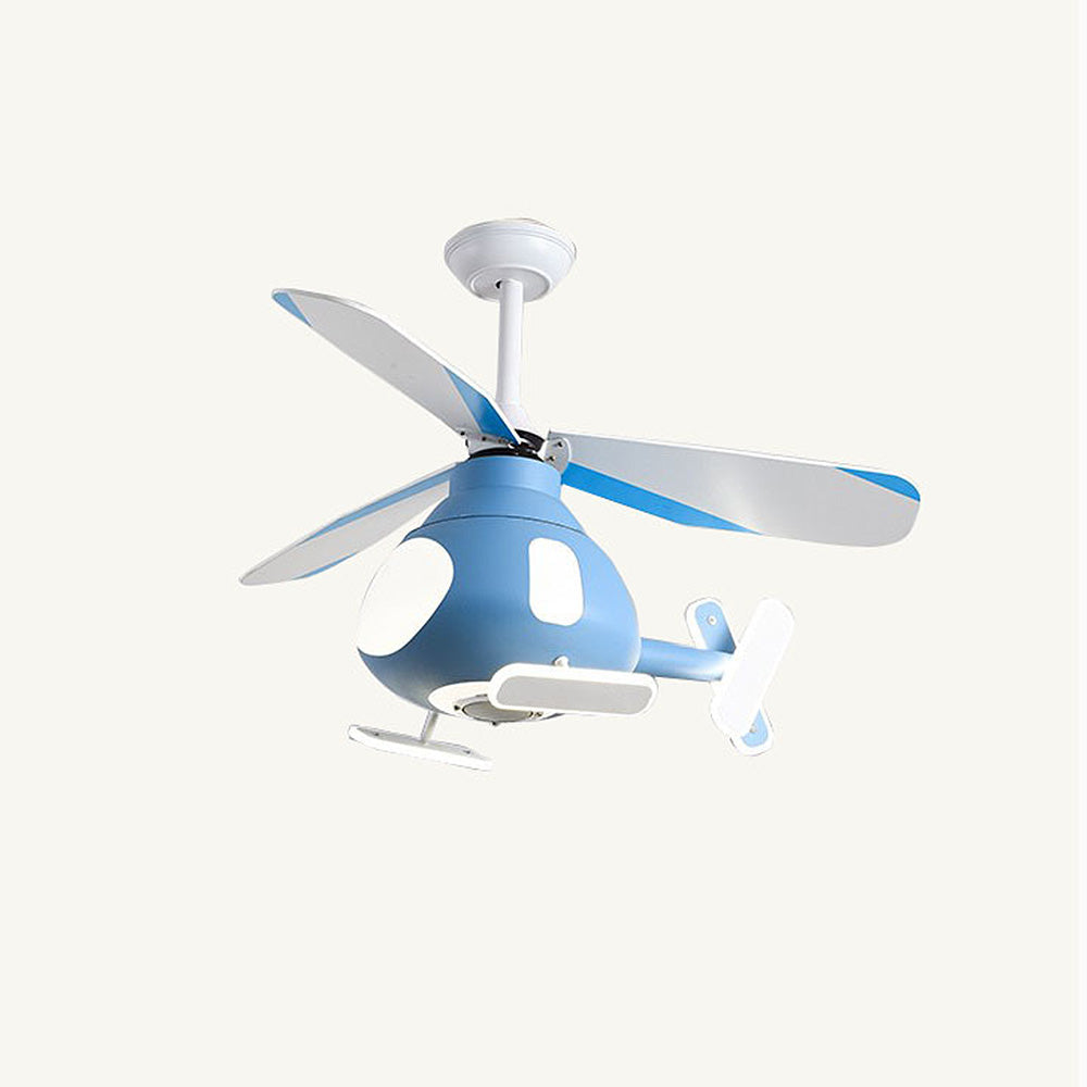 Ventilador de techo con luz LED de hierro acrílico contemporáneo creativo para niños con hélice de dibujos animados para dormitorio 