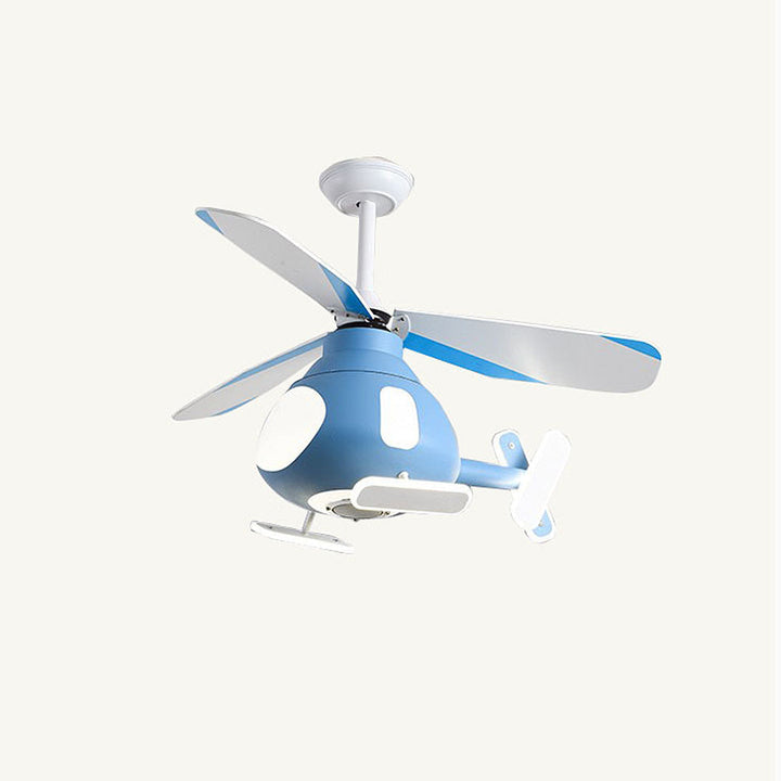 Ventilador de techo con luz LED de hierro acrílico contemporáneo creativo para niños con hélice de dibujos animados para dormitorio 