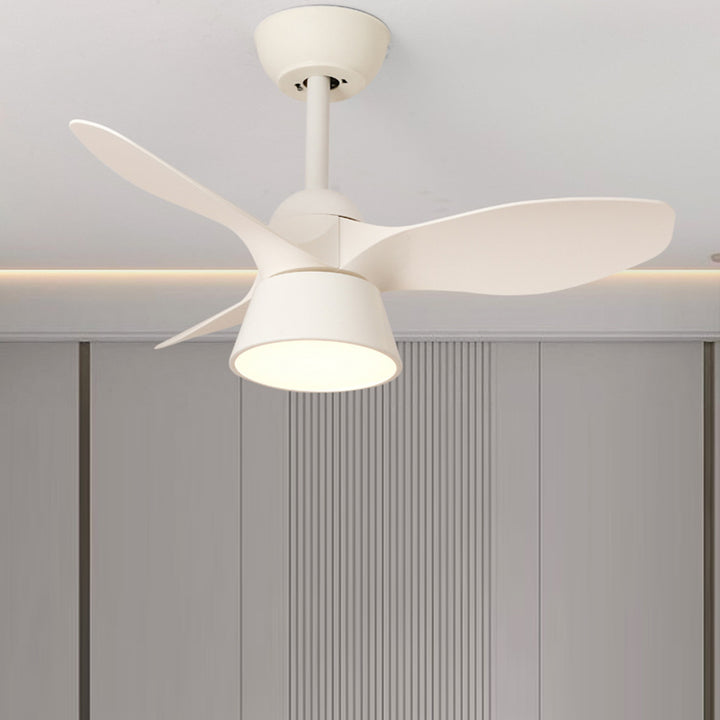 Ventilador de techo con luz LED y varillas de extensión, con pantalla acrílica redonda minimalista moderna de PVC para dormitorio 