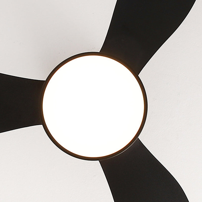 Modern Minimalist Round Acrylic Shade PVC Fan LED Downrods Ceiling Fan Light For Bedroom