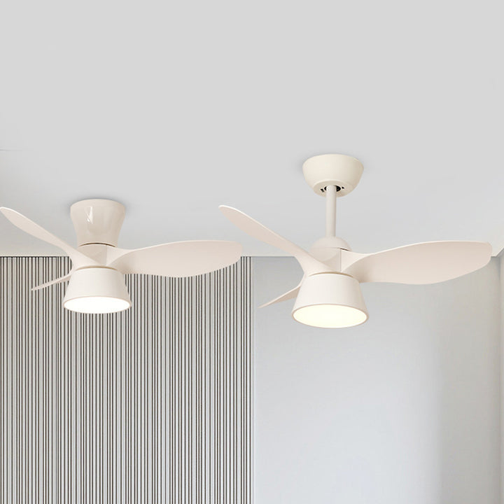 Moderner minimalistischer runder Acrylschirm PVC Ventilator LED Downrods Deckenventilator Licht für Schlafzimmer 