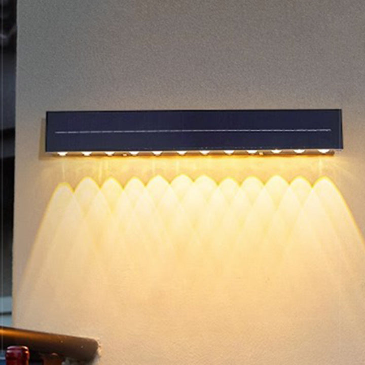 Luz de Aplique de Pared Exterior Impermeable LED de Acero Inoxidable Rectangular Solar Industrial Contemporáneo Para Jardín 
