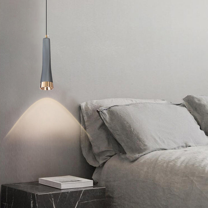 Contemporary Scandinavian Liftable Aluminum Long Strip LED Pendant Light For Bedroom