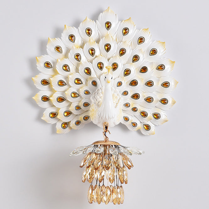 Applique murale 1-lumière avec abat-jour en boule de cristal en résine créative contemporaine pour salon 