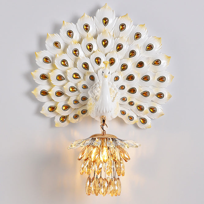 Applique murale 1-lumière avec abat-jour en boule de cristal en résine créative contemporaine pour salon 