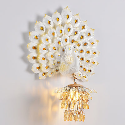 Applique murale 1-lumière avec abat-jour en boule de cristal en résine créative contemporaine pour salon 