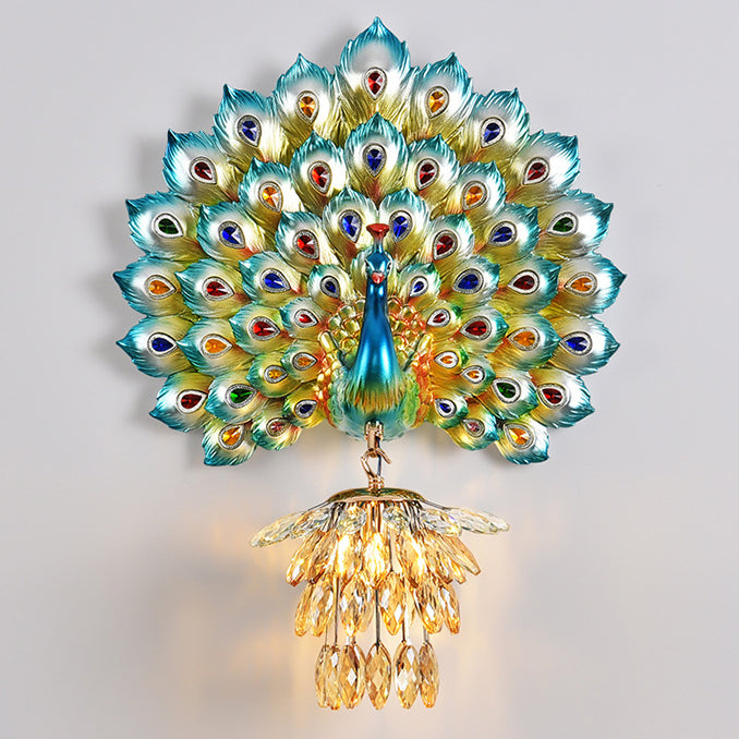 Applique murale 1-lumière avec abat-jour en boule de cristal en résine créative contemporaine pour salon 