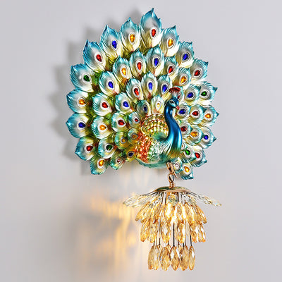 Applique murale 1-lumière avec abat-jour en boule de cristal en résine créative contemporaine pour salon 