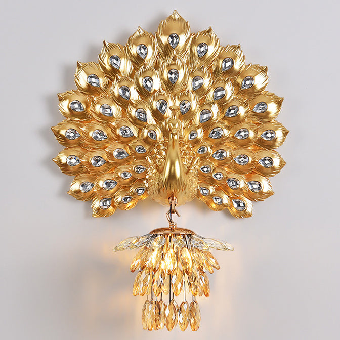 Applique murale 1-lumière avec abat-jour en boule de cristal en résine créative contemporaine pour salon 