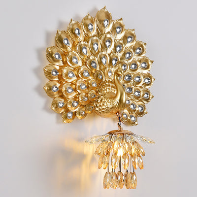 Applique murale 1-lumière avec abat-jour en boule de cristal en résine créative contemporaine pour salon 