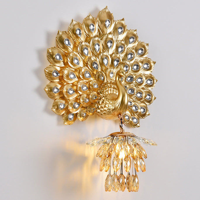 Applique murale 1-lumière avec abat-jour en boule de cristal en résine créative contemporaine pour salon 