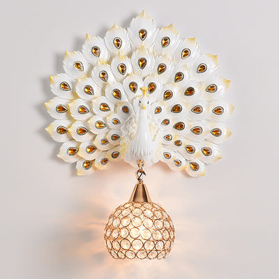 Applique murale 1-lumière avec abat-jour en boule de cristal en résine créative contemporaine pour salon 