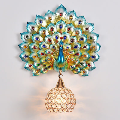 Applique murale 1-lumière avec abat-jour en boule de cristal en résine créative contemporaine pour salon 