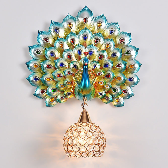 Applique murale 1-lumière avec abat-jour en boule de cristal en résine créative contemporaine pour salon 