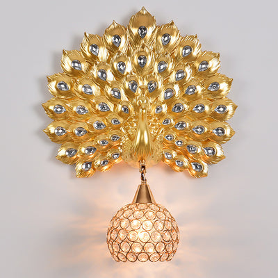 Applique murale 1-lumière avec abat-jour en boule de cristal en résine créative contemporaine pour salon 