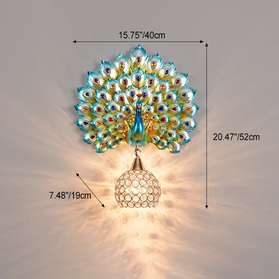 Applique murale 1-lumière avec abat-jour en boule de cristal en résine créative contemporaine pour salon 