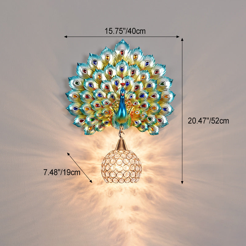 Applique murale 1-lumière avec abat-jour en boule de cristal en résine créative contemporaine pour salon 