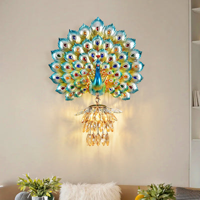 Applique murale 1-lumière avec abat-jour en boule de cristal en résine créative contemporaine pour salon 