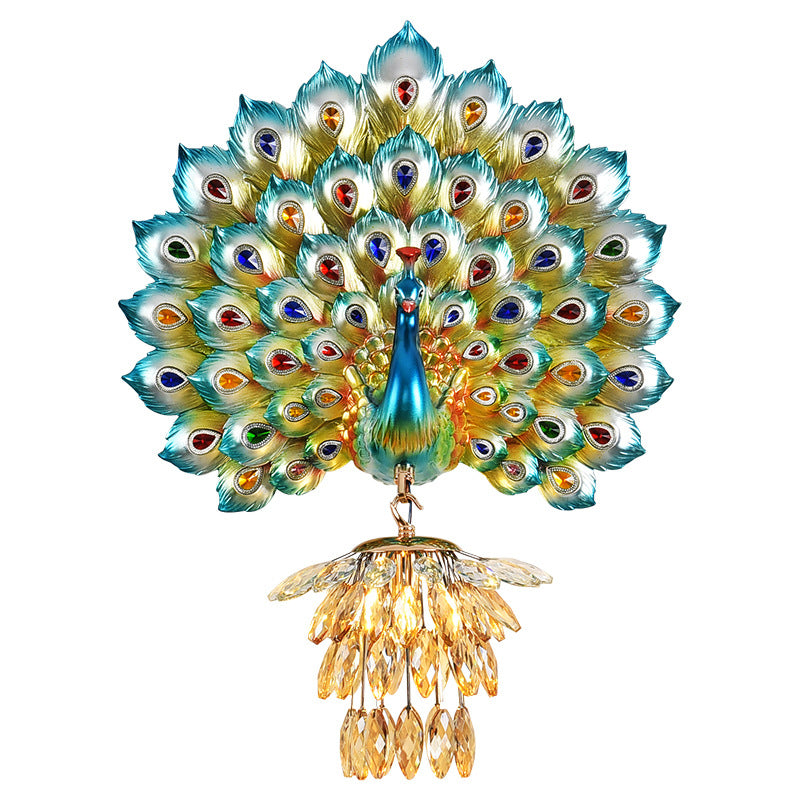 Applique murale 1-lumière avec abat-jour en boule de cristal en résine créative contemporaine pour salon 