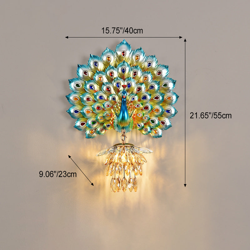 Applique murale 1-lumière avec abat-jour en boule de cristal en résine créative contemporaine pour salon 