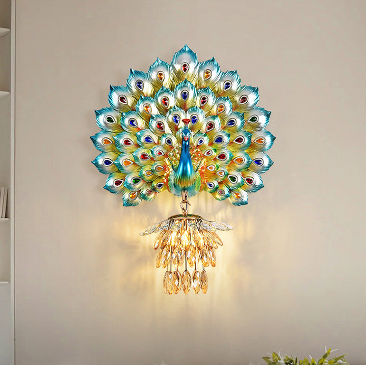 Applique murale 1-lumière avec abat-jour en boule de cristal en résine créative contemporaine pour salon 