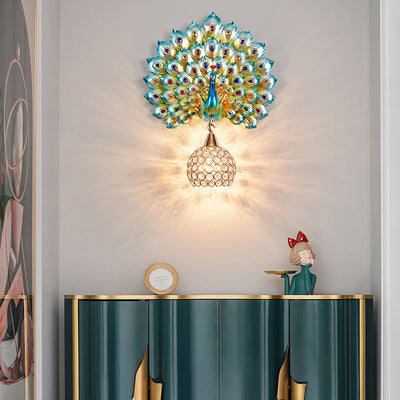 Applique murale 1-lumière avec abat-jour en boule de cristal en résine créative contemporaine pour salon 