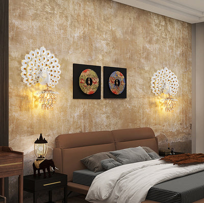 Applique murale 1-lumière avec abat-jour en boule de cristal en résine créative contemporaine pour salon 