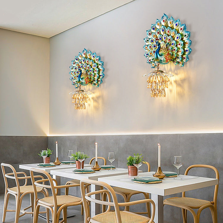 Applique murale 1-lumière avec abat-jour en boule de cristal en résine créative contemporaine pour salon 