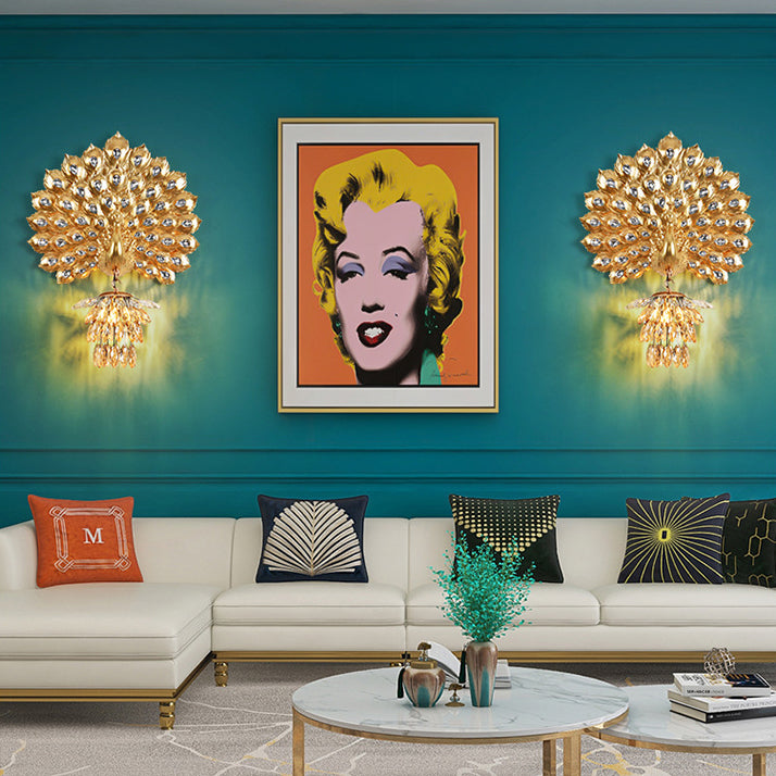 Applique murale 1-lumière avec abat-jour en boule de cristal en résine créative contemporaine pour salon 