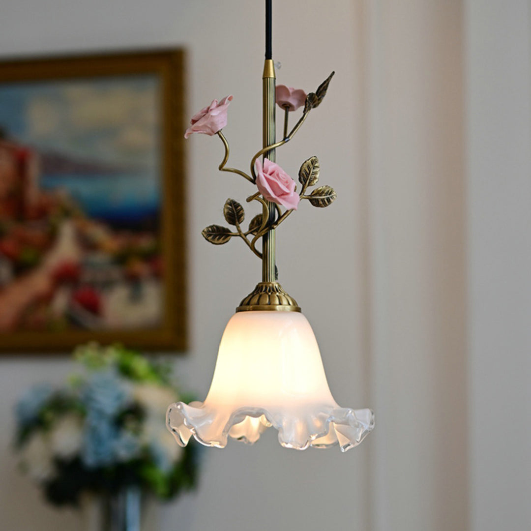 リビングルーム用の伝統的なフランスの陶器のバラの花のフロストガラス