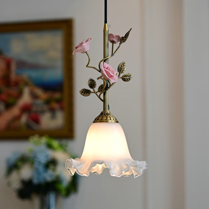 リビングルーム用の伝統的なフランスの陶器のバラの花のフロストガラス