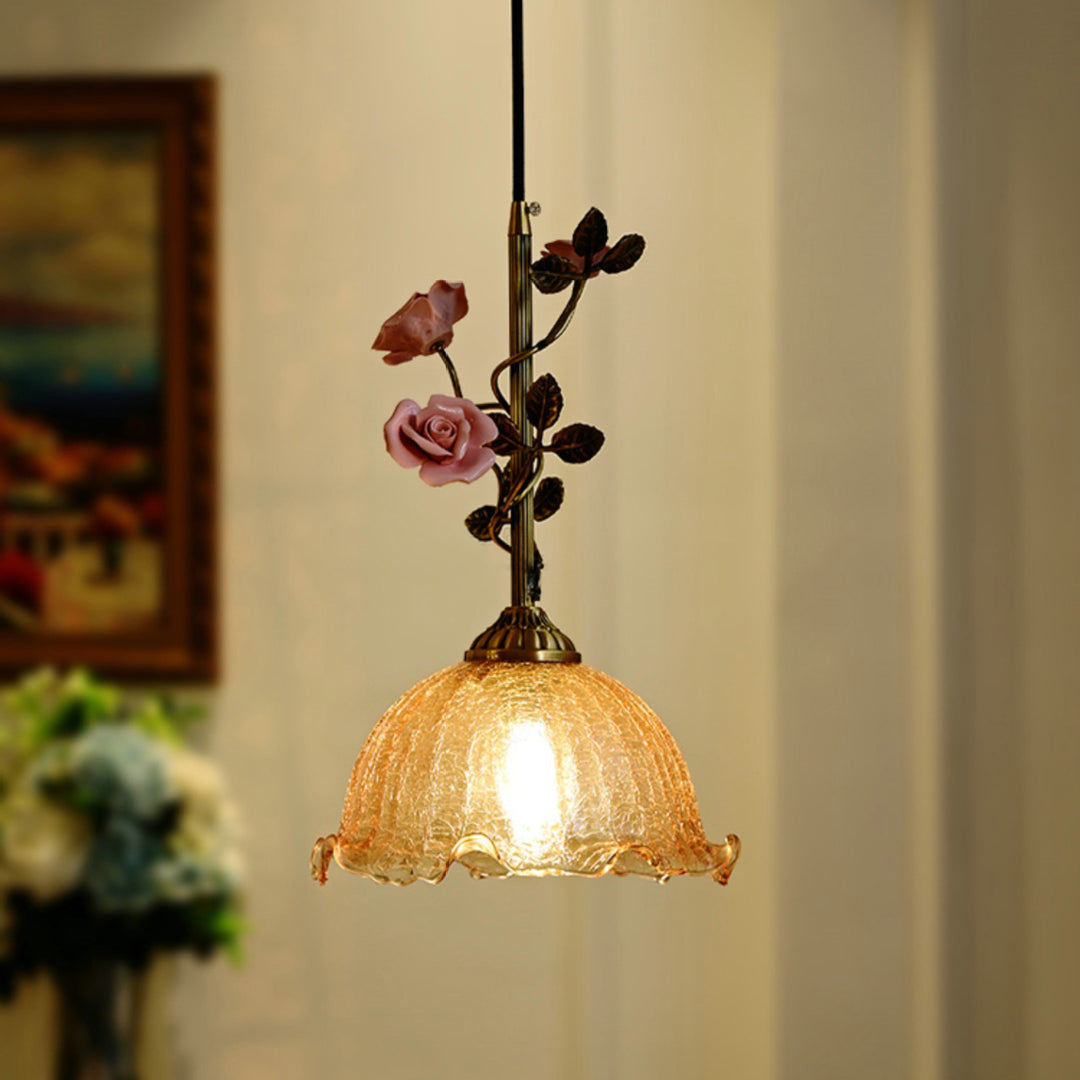 リビングルーム用の伝統的なフランスの陶器のバラの花のフロストガラス
