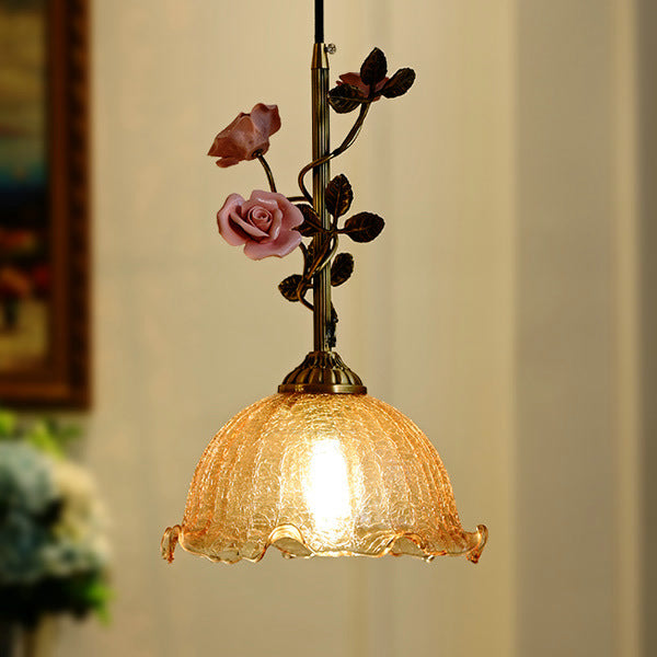 リビングルーム用の伝統的なフランスの陶器のバラの花のフロストガラス