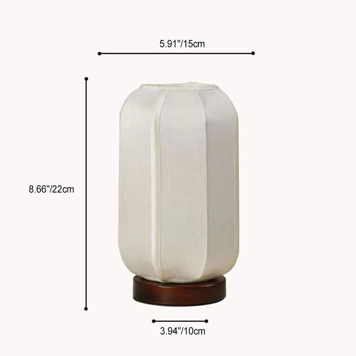 Abat-jour cylindrique en tissu chinois traditionnel avec base en bois, lampe de table à 1 lumière pour chambre 