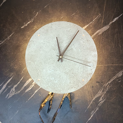 Diseño de reloj de círculo geométrico minimalista moderno de travertino lámpara de pared LED para sala de estar 