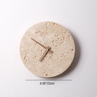 Diseño de reloj de círculo geométrico minimalista moderno de travertino lámpara de pared LED para sala de estar 