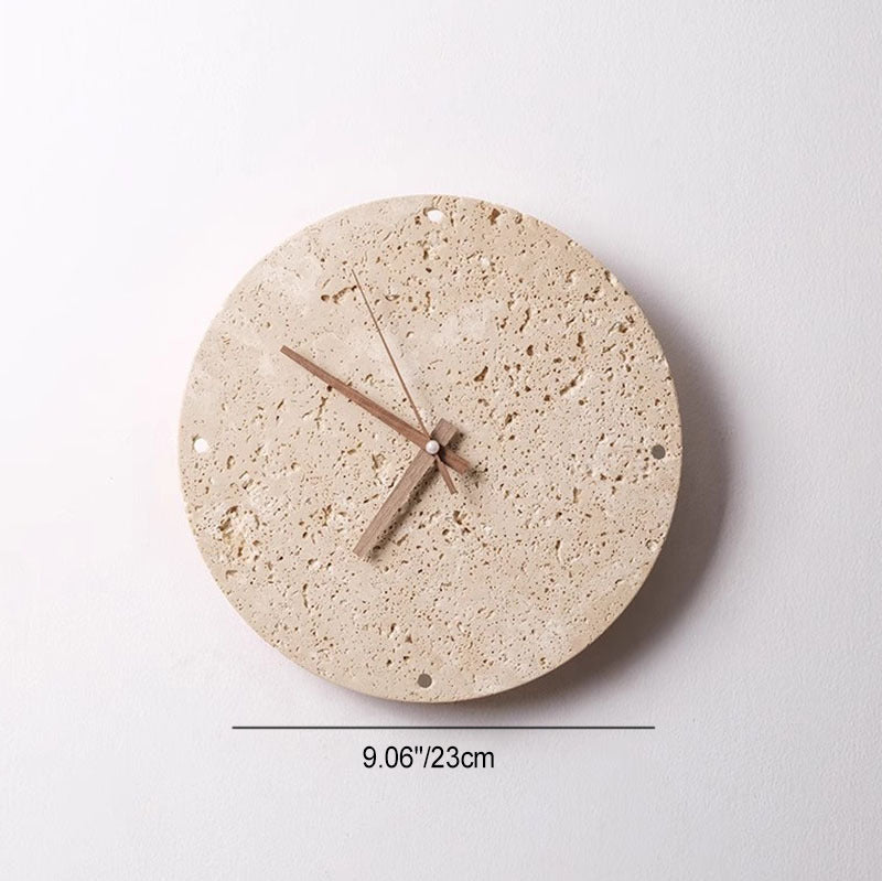 Diseño de reloj de círculo geométrico minimalista moderno de travertino lámpara de pared LED para sala de estar 