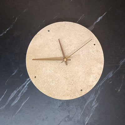Diseño de reloj de círculo geométrico minimalista moderno de travertino lámpara de pared LED para sala de estar 